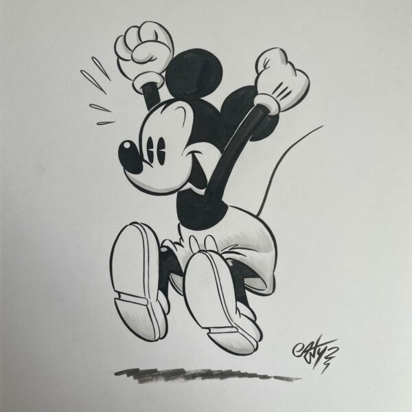 Casty (Andrea Castellan) illustrazione originale Topolino a chine con mezzatinta