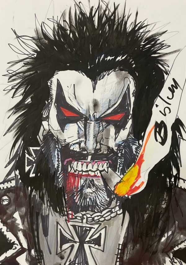 Simon Bisley - Original Lobo headshot 42x29,5cm