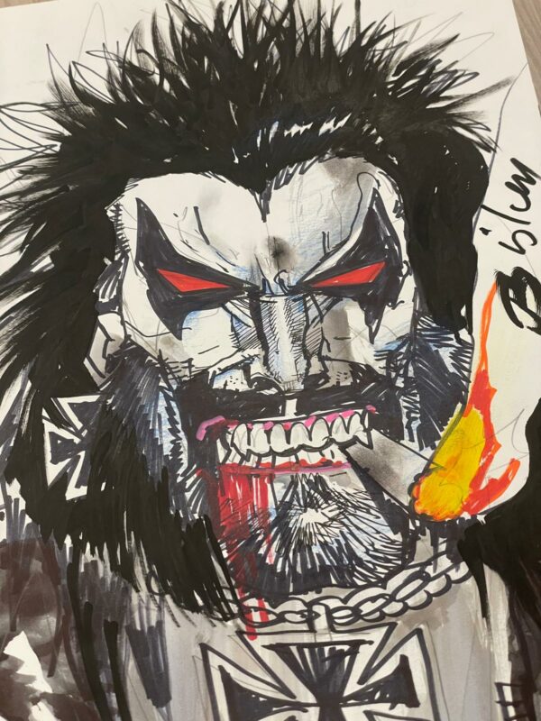 Simon Bisley - Original Lobo headshot 42x29,5cm