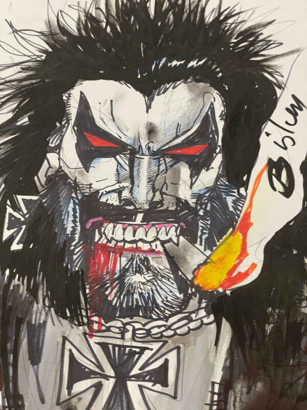 Simon Bisley - Original Lobo headshot 42x29,5cm